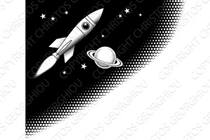 Retro Vintage Rocket Space Ship, an Illustration by Christos Georghiou