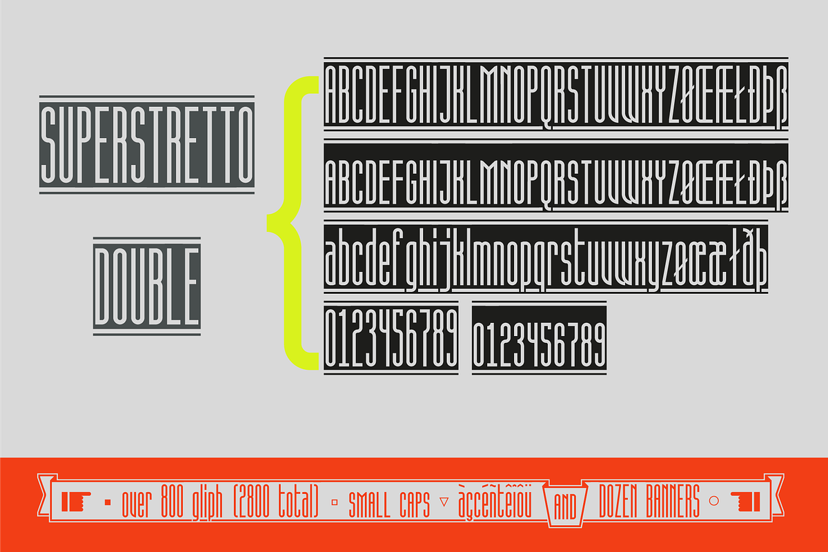 Superstretto Family banner font, a Sans Serif Font by Bellini studio (Photo 5 of 17)