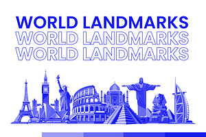 Duotone World Landmarks Illustration, an Object Illustration by Loin Studio