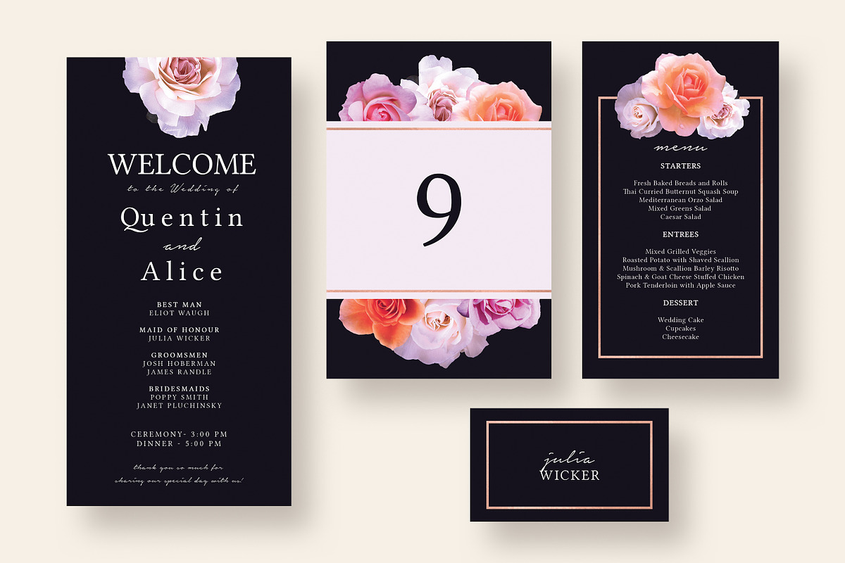 Stylish Dark Floral Wedding Suite, an Invitation Template by Knotted Design (Photo 4 of 4)
