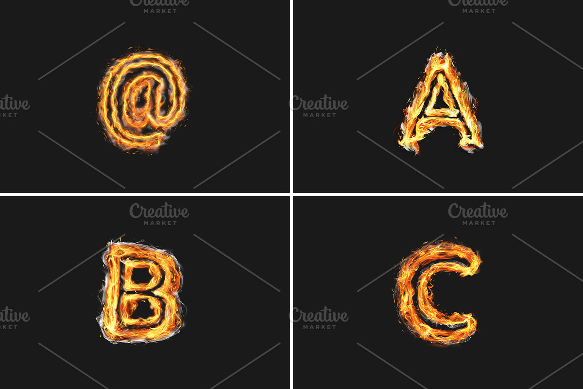 Blazing Fire Letters A-Z, an Object Graphic by MRI STUDIO
