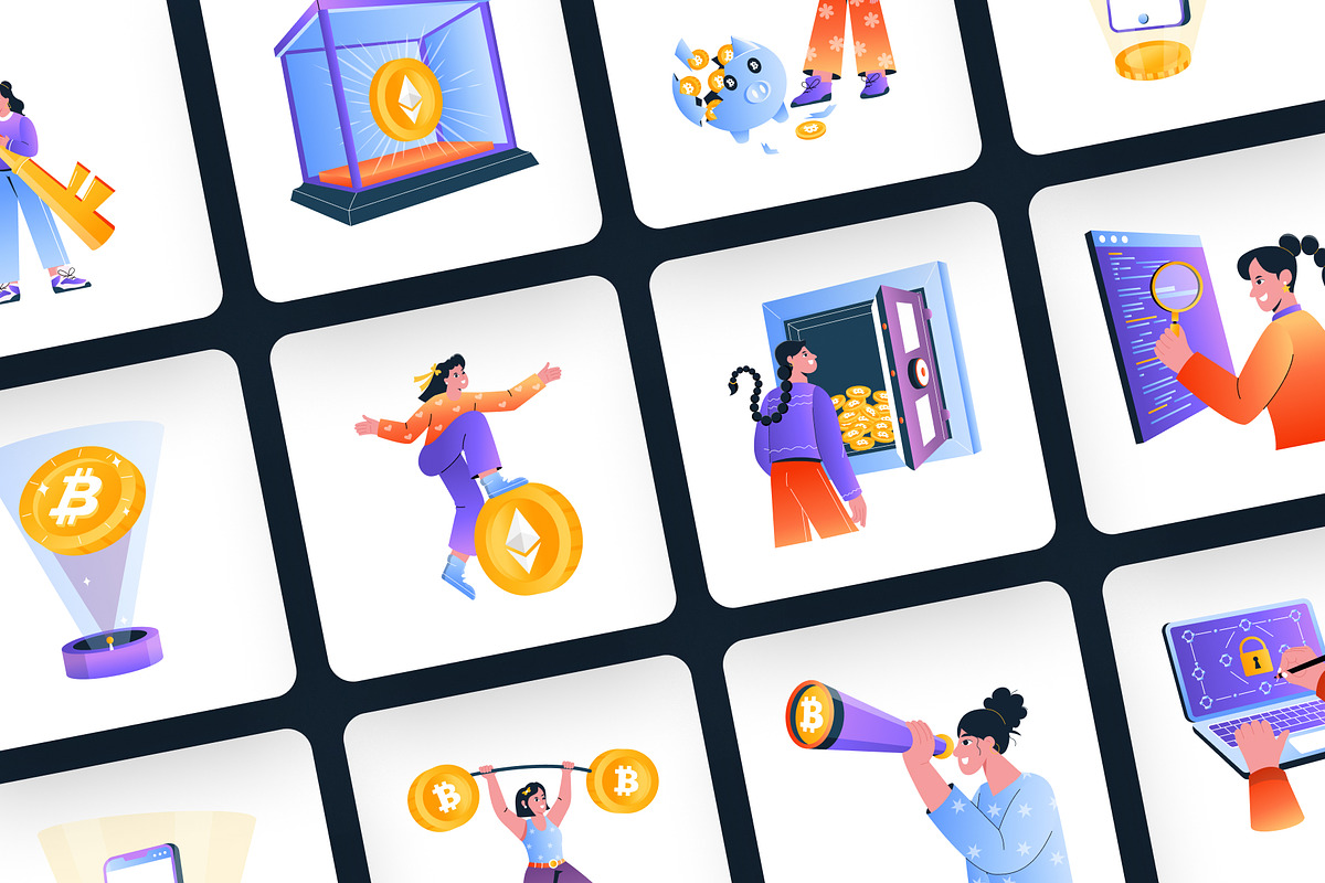 Cryptocurrency Illustrations Art Set, a Finance Illustration by Creative Stall (Photo 4 of 9)