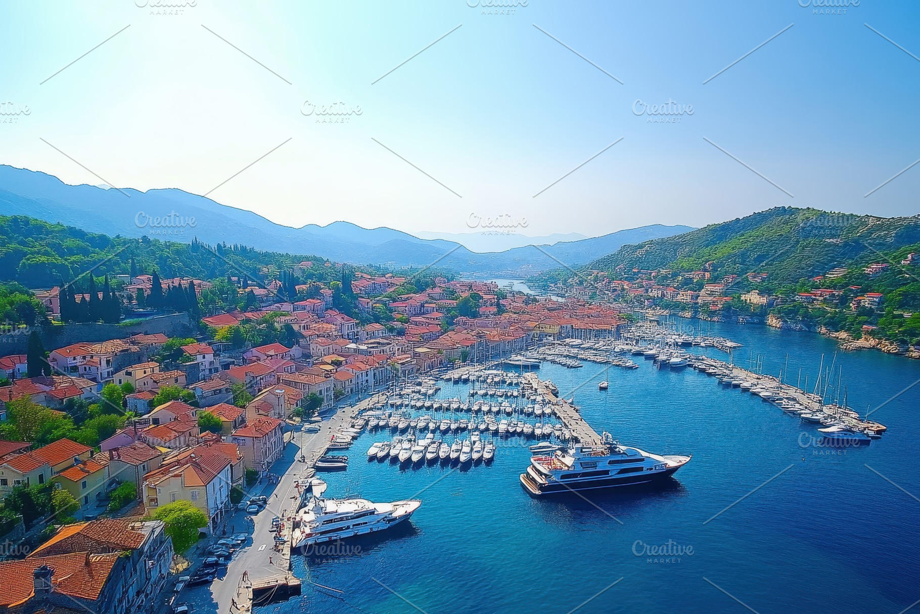 Breathtaking aerial view of marinas, a Photo by Pavel_design