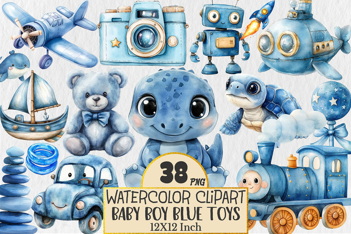 Baby Boy Blue Toys Clipart, an Illustration by Rose Art (Photo 1 of 5)