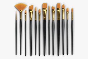 Set of brushes on a transparent back