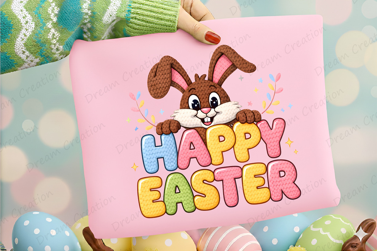 Yarn Crochet Happy Easter PNG, an Illustration by Dream Creation (Photo 5 of 6)