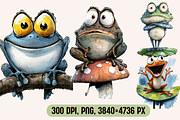 Watercolor Cartoon Frog Illustration, an Animal Illustration by PrintHaven Designs (Thumbnail 6 of 10)