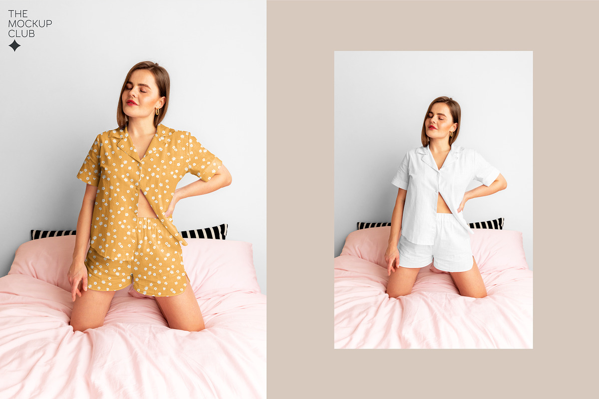 FEMALE PYJAMA MOCKUPS, a Shirt Mockup by MCKP*ME (Photo 6 of 9)