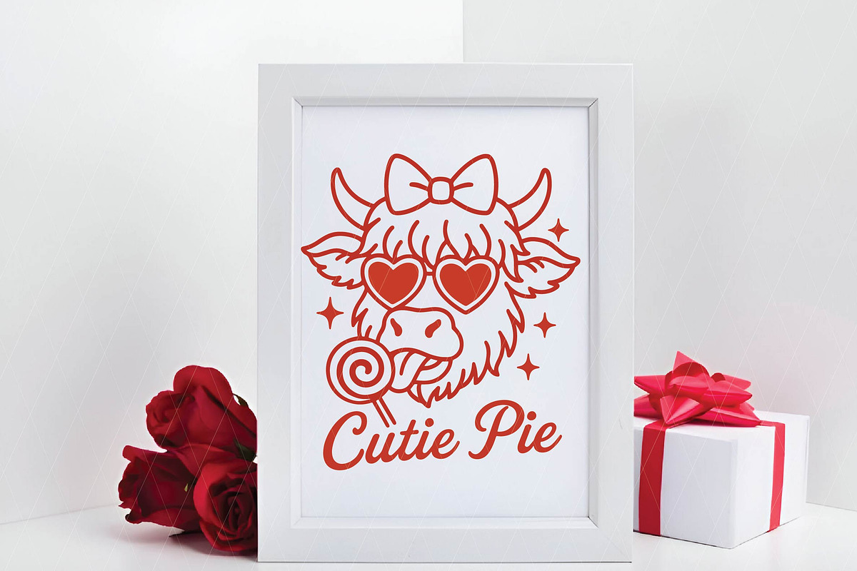Valentine Highland Cow PNG, an Illustration by DreamPrint404 (Photo 7 of 8)