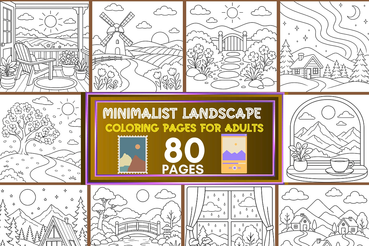 Minimalist Landscape Coloring Pages, a Brochure Template by LA Design (Photo 1 of 10)