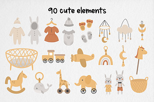 Boho Toys Nursery Clipart Collection