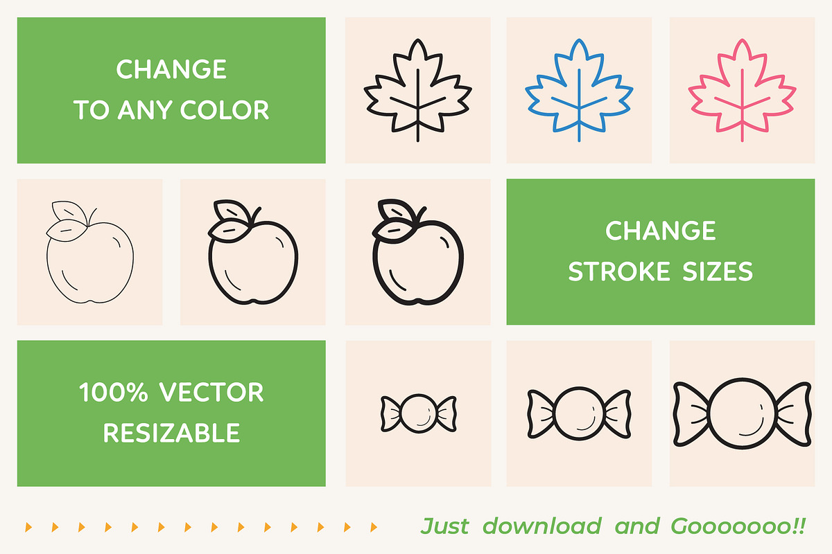 Autumn and Leaves Outline Icons, an Outline Icon by Sargatal (Photo 3 of 4)