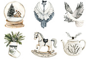 Black and White Christmas Clipart, a Seasonal Illustration by CitraGraphics (Thumbnail 4 of 9)