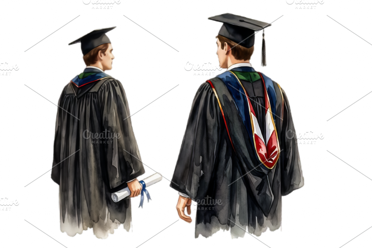 Watercolor Graduation Clipart PNGs, an Education Illustration by VetalStock (Photo 22 of 24)