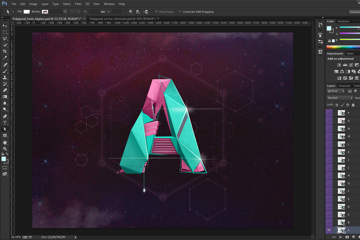 Polygonal Typeface + Vector Elements, a Graphic by Anton Moek (Photo 10 of 10)