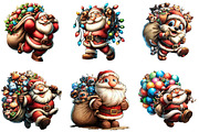 Funny Santa's Happy Haul Clipart, an Illustration by DreamArtGraphic (Thumbnail 2 of 5)