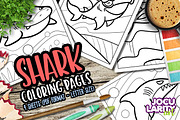 Funny Shark Coloring Pages, an Animal Illustration by Jocularity Art (Thumbnail 1 of 3)