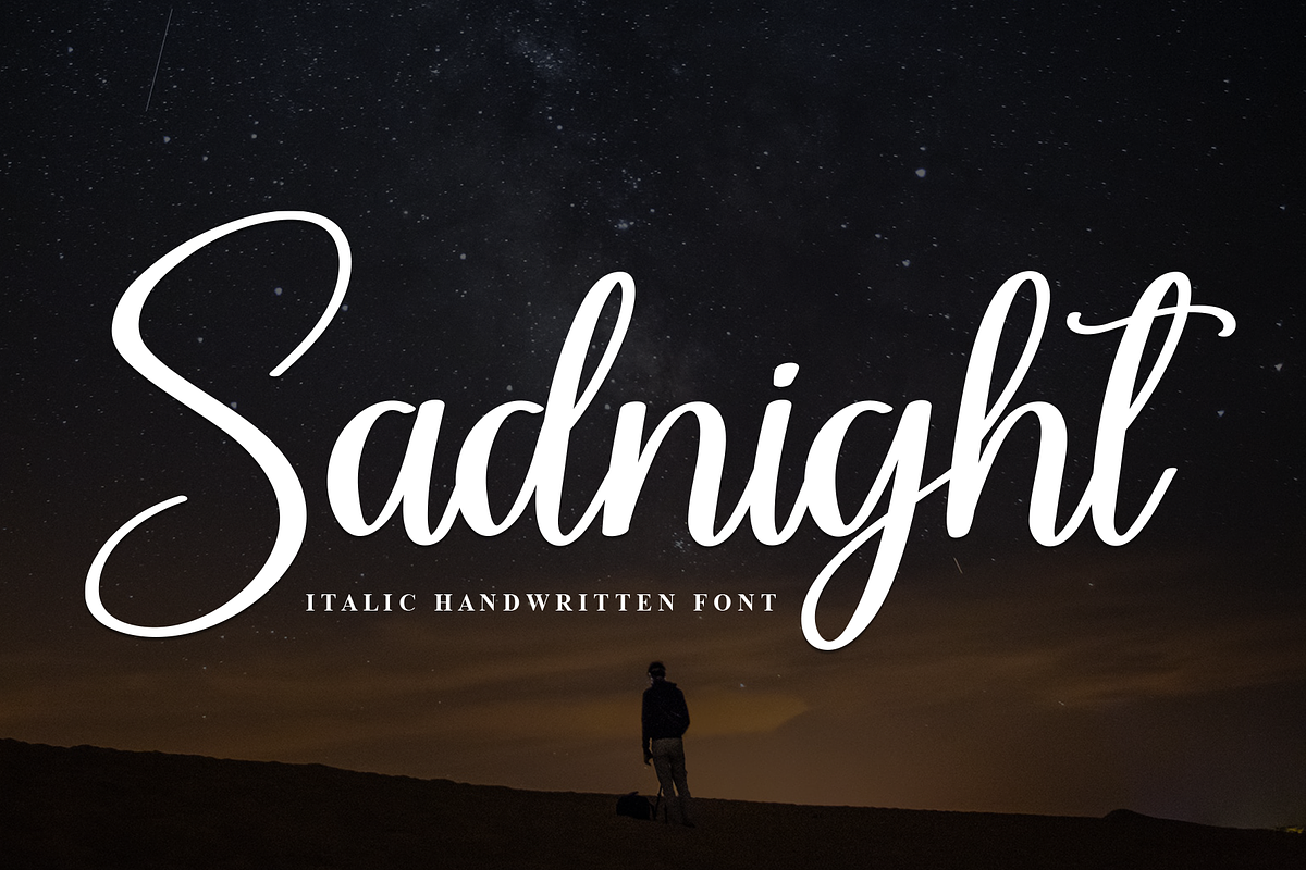 Sadnight | Script Font, a Handwritten Font by Scratchones (Photo 1 of 8)