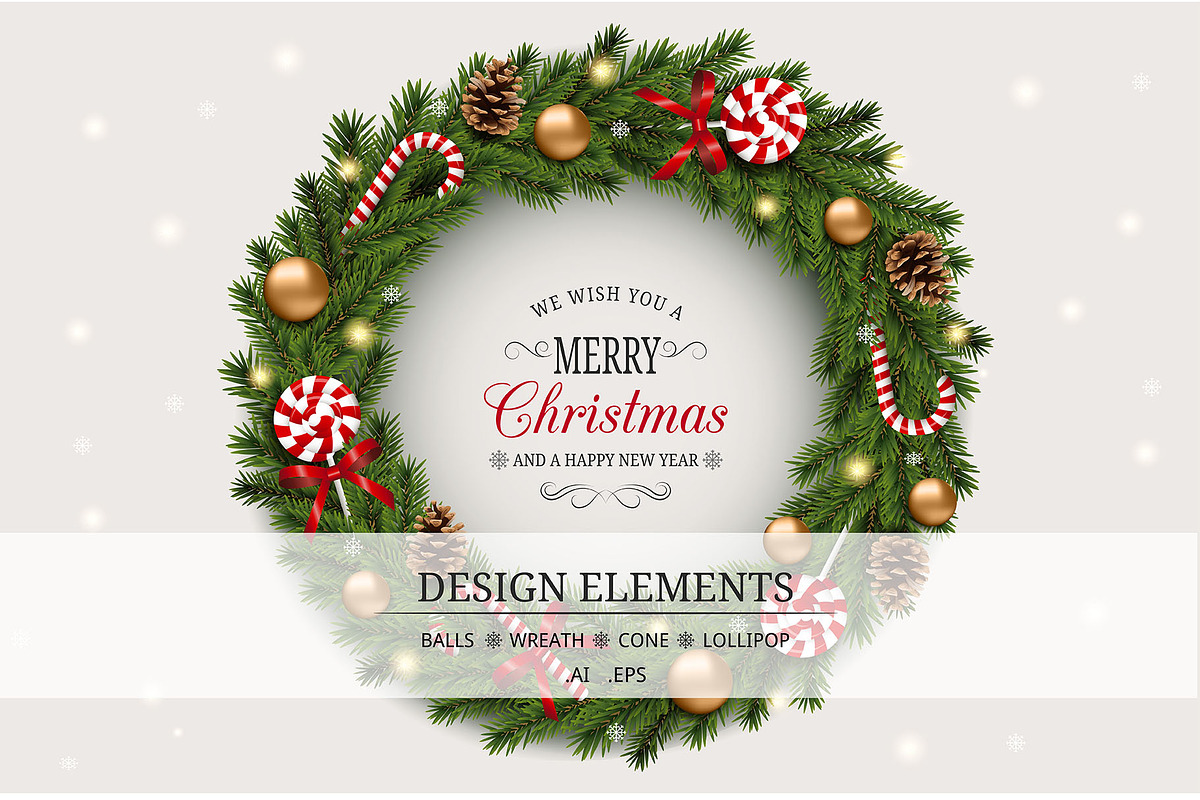 Realistic Christmas set. Vector, a Decorative Illustration by MARIA KOLYADINA (Photo 1 of 3)