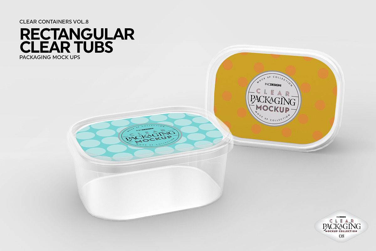 Clear Tub Containers PackagingMockup, a Cups & Container Mockup by INCDesign (Photo 4 of 7)