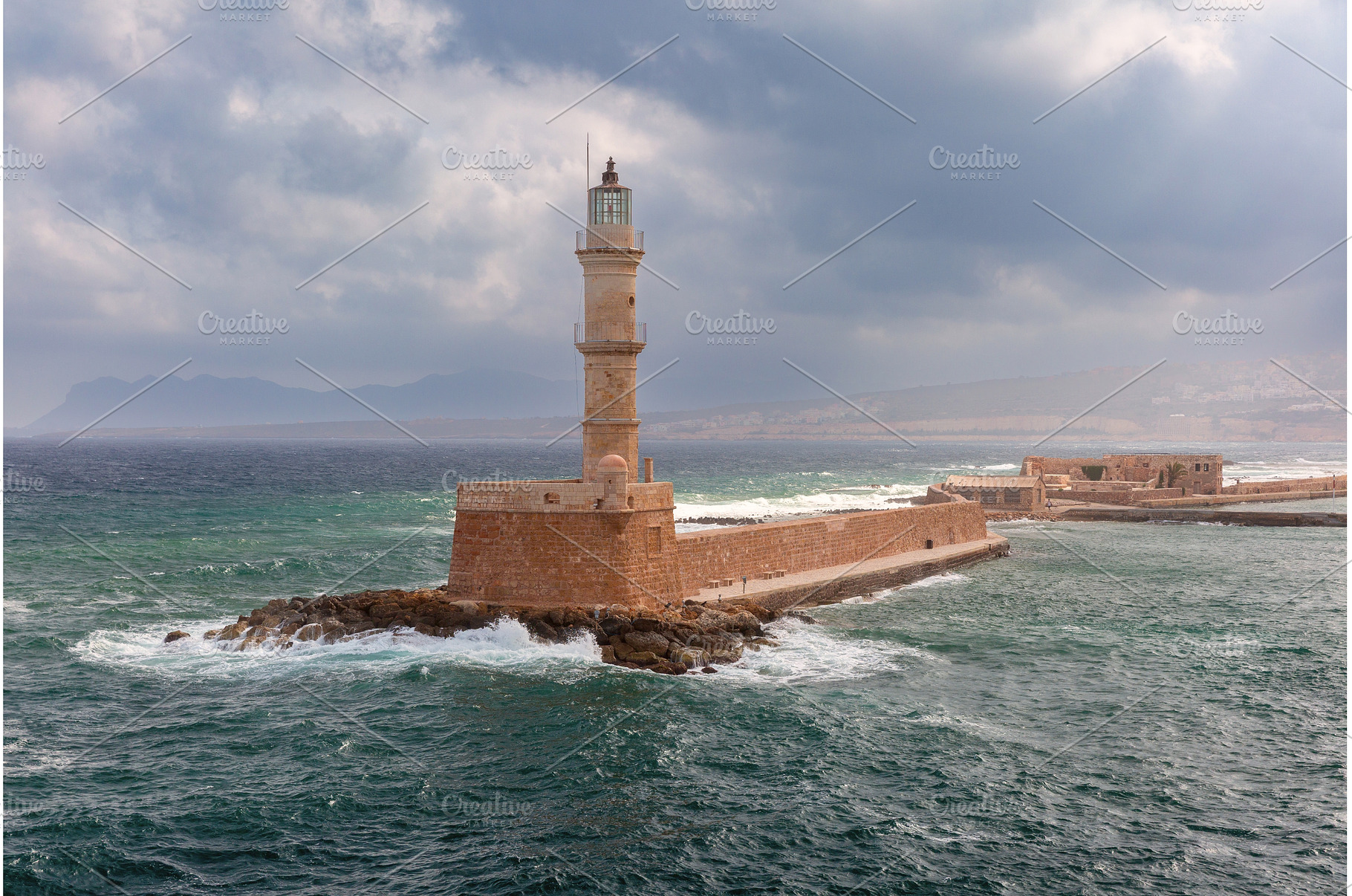 Lighthouse in Chania harbor, Crete, an Architecture Photo by kavalenkava