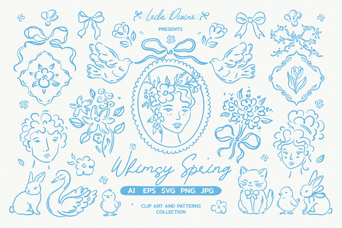 Hand Drawn Whimsy Spring, an Object Graphic by Leila Divine (Photo 1 of 21)