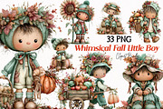 Whimsical Fall Little Boy Clipart, a Seasonal Illustration by fashionaddict (Thumbnail 1 of 7)