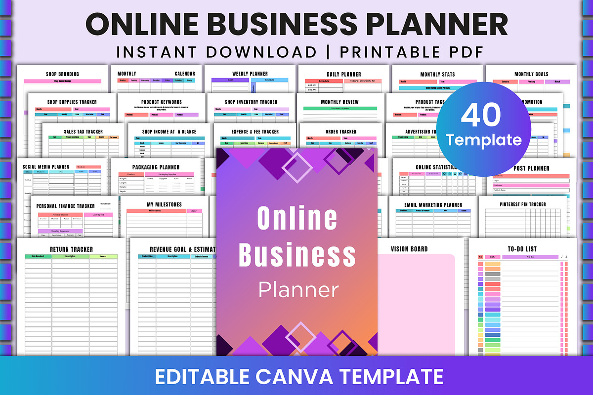 Printable Online Business Planner, a Stationery Template by Shumaya (Photo 1 of 7)
