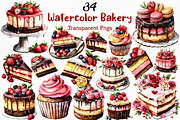 Watercolor Bakery Clipart, an Illustration by Craft Nest (Thumbnail 1 of 8)