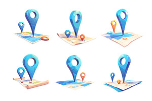 Cartoon pins on map. World city, an Object Illustration by Stock-Smart-Start