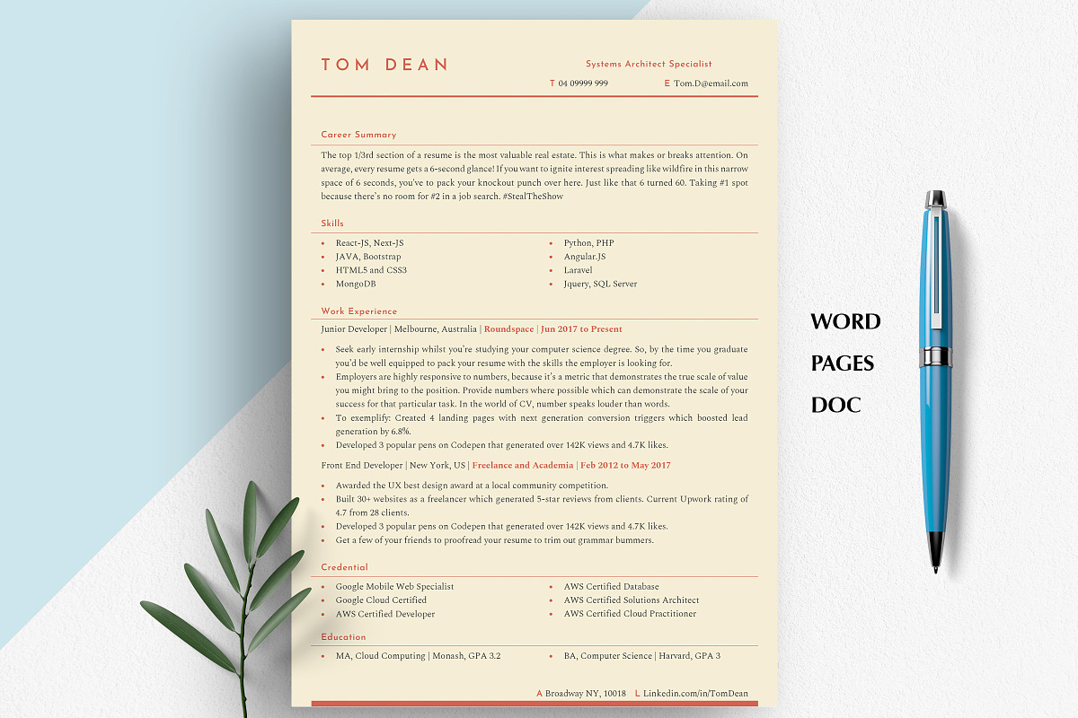 Web Developer Resume Template, a Resume Template by Career Canvas (Photo 7 of 11)