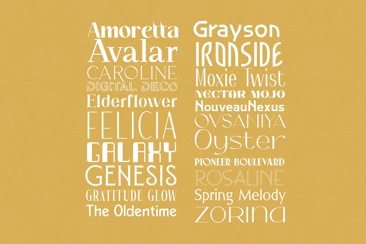 Art Deco Font Bundle (21 Fonts!), a Sans Serif Font by HipFonts (Photo 2 of 10)