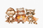 Watercolor Superhero Clipart Set, an Animal Illustration by Pati Paints (Thumbnail 3 of 9)
