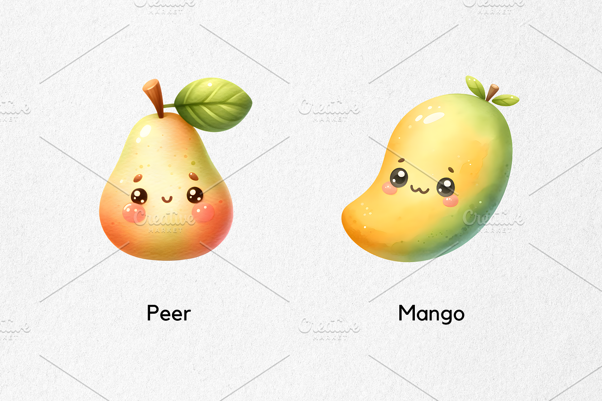 Bundle Kawaii Fruits Clipart PNG, a Food Illustration by jvxvxnism (Photo 4 of 22)
