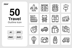 Travel Outline Icons, an Outline Icon by Tekuni