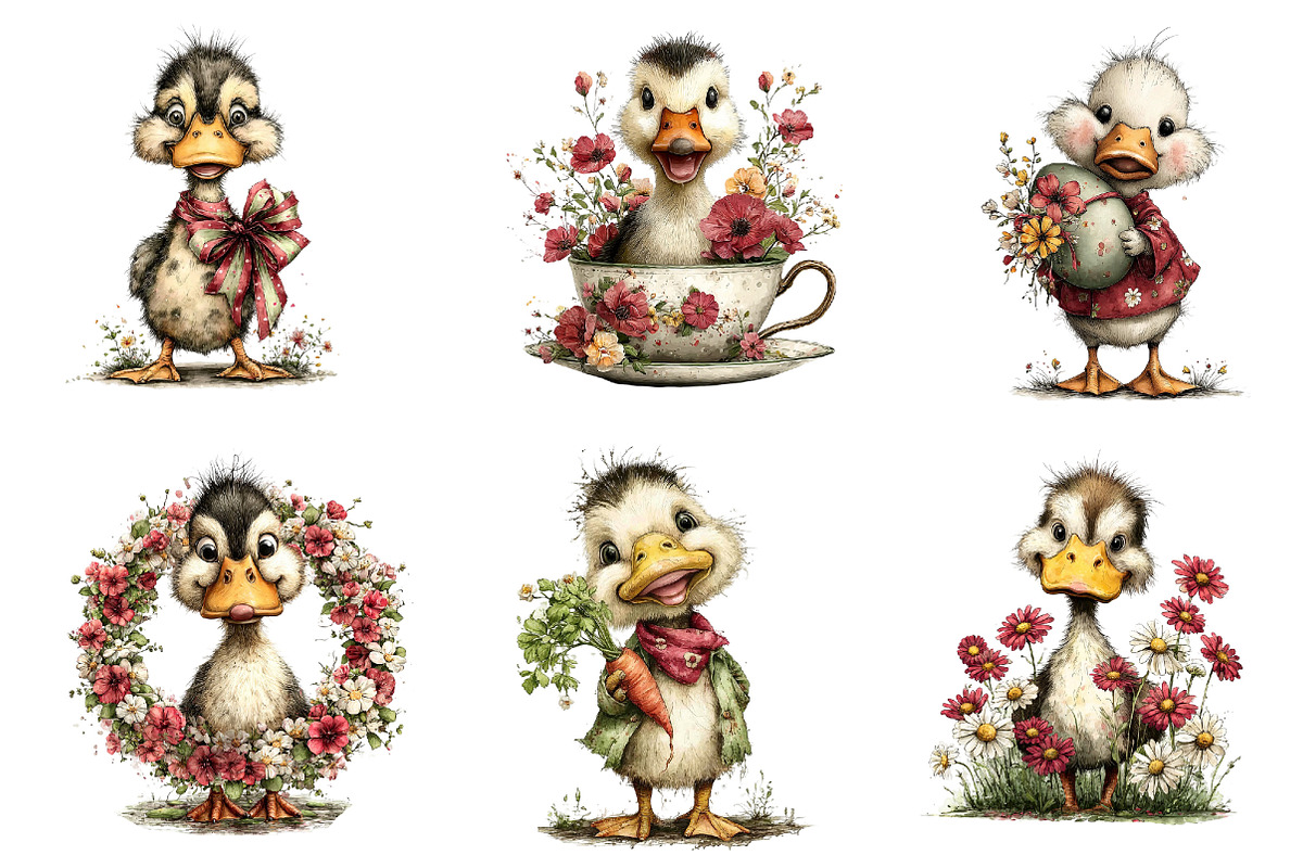 Whimsical Easter Duck Clipart, an Illustration by Dream Creation (Photo 5 of 7)