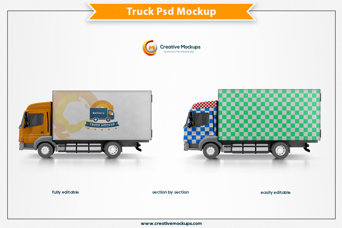 Delivery Truck Mockup PSD, an Advertising Mockup by Plus Media (Photo 2 of 3)