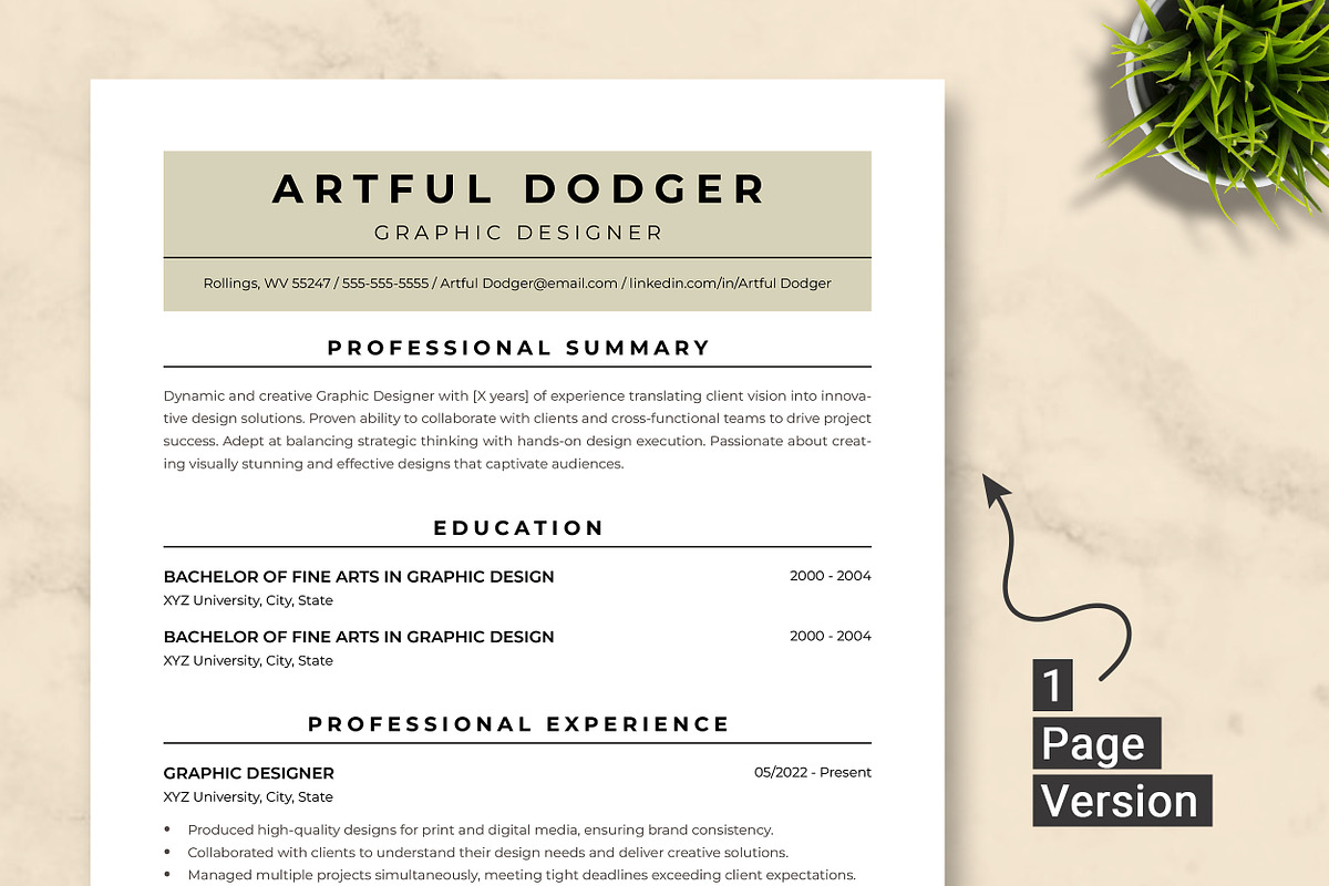 Graphic Designer Resume Template, a Resume Template by ResumeInventor (Photo 2 of 9)