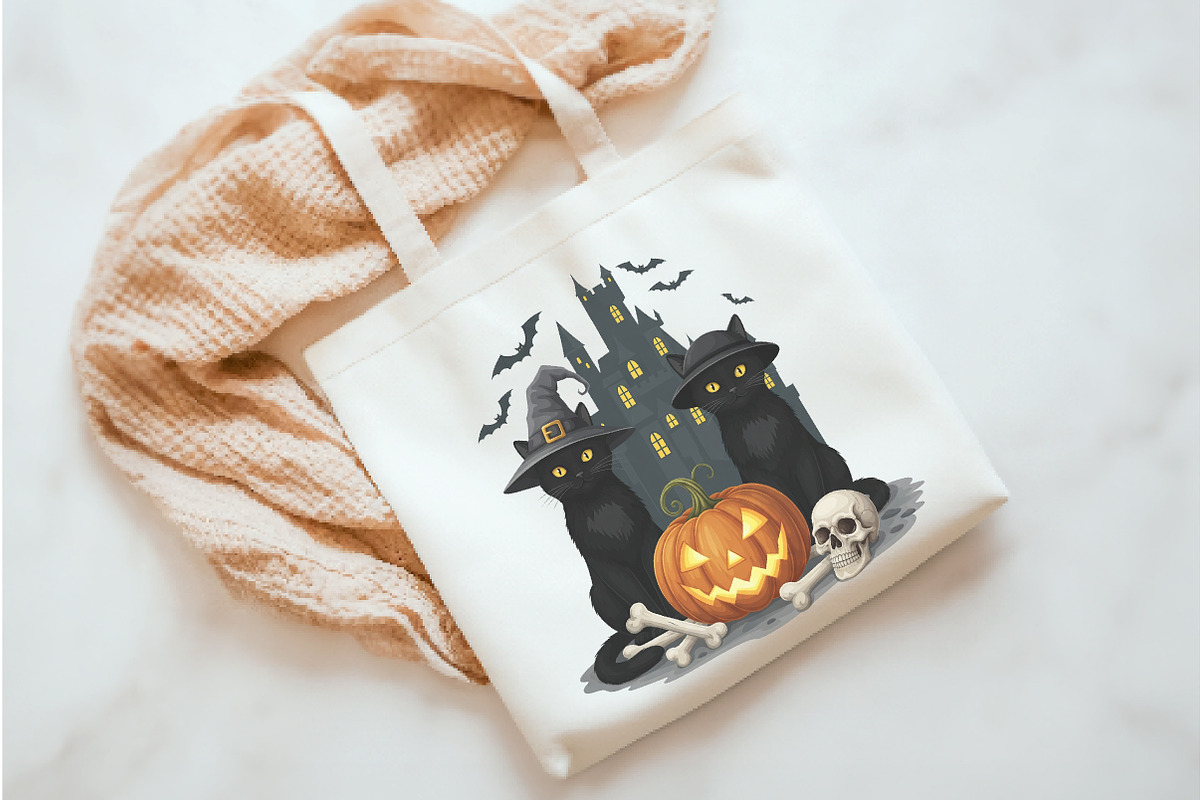 Cat Halloween Png, Ghost Cat Shirt, an Illustration by Watercolor design (Photo 3 of 3)