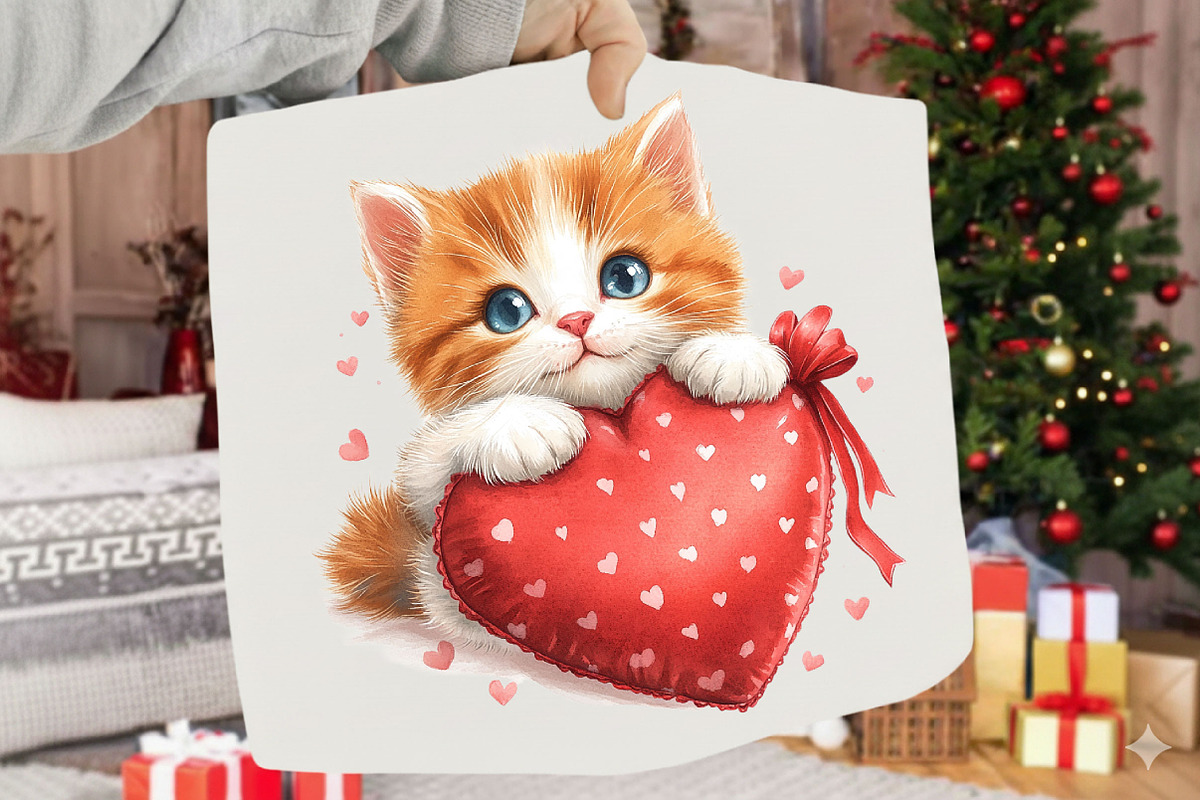 Valentine Cats Clipart PNG Bundle, a Seasonal Illustration by SVGArt (Photo 5 of 5)