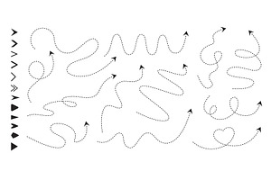 Dash line arrows. Route paths with, an Object Illustration by winwin.art