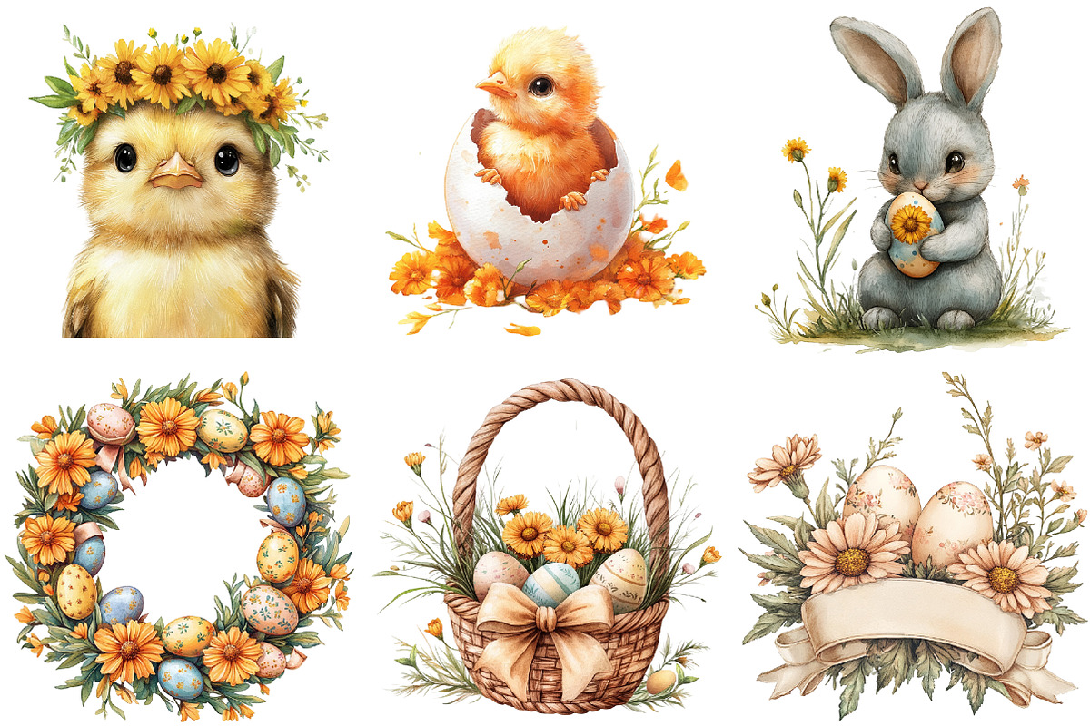 Marigold Easter Clipart, an Illustration by Watercolor design (Photo 4 of 5)