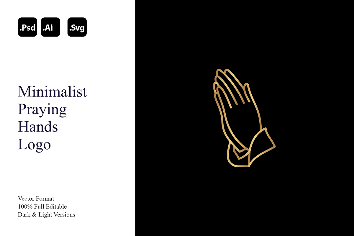 Minimalist Praying Hands Logo, a Branding & Logo Template by Luxury Logos (Photo 1 of 4)