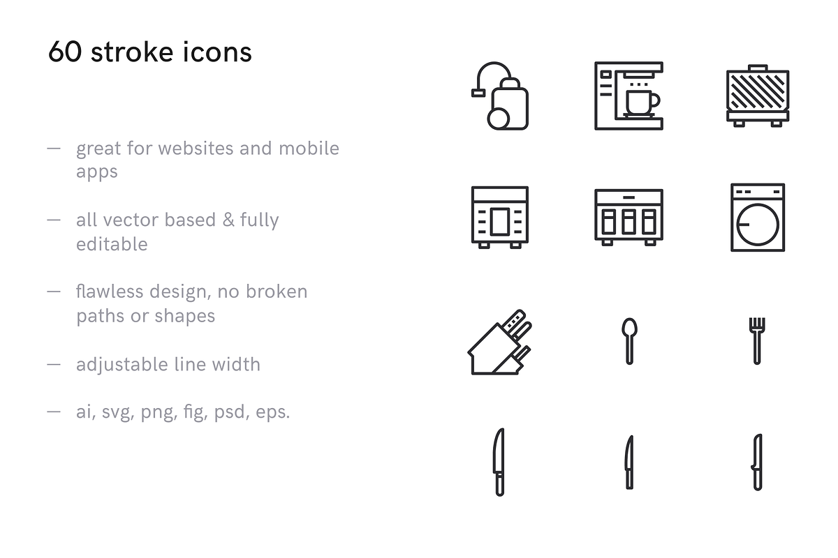 Kitchen Icons, an Outline Icon by Middltone (Photo 2 of 4)