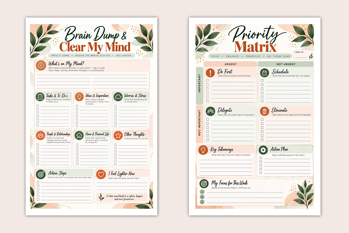 Weekly Focus & Reset Planner, a Stationery Template by Designmela01 (Photo 5 of 5)