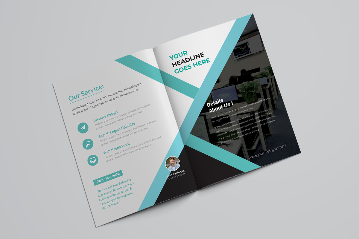 Creative Blue Bifold Brochure, a Brochure Template by ZAAS (Photo 7 of 8)