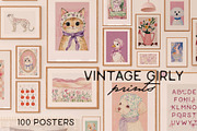 100 Vintage Girly Prints, a Background Graphic by Purple (Thumbnail 1 of 10)