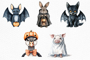 Watercolor Halloween Animals Clipart, an Illustration by Craft Nest (Thumbnail 3 of 5)