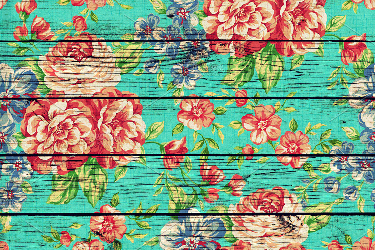 Wood floral paper,  mint floral wood, a Pattern Graphic by DidiArtWorld (Photo 2 of 3)