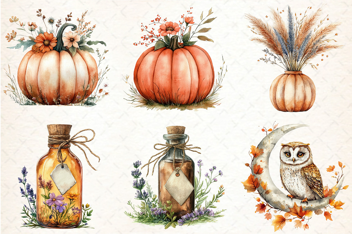 Boho Halloween Clipart, an Illustration by DreamCafeArt (Photo 3 of 7)